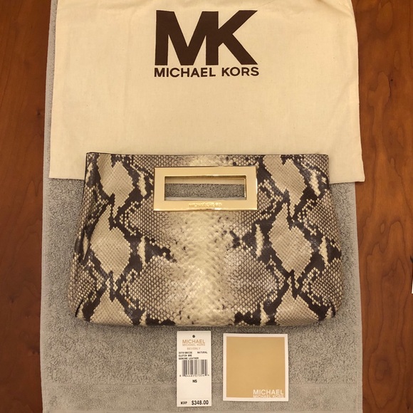 NWT MICHAEL Michael Kors Beverly Leather Clutch